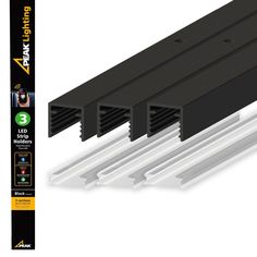 an image of four black and white aluminum extrusione beams with the cover open