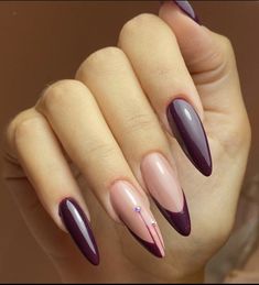 Nails Bordeaux Art, Dark Purple French Tip Nails, Dark Purple Nail Designs, Maroon Acrylic Nails, Ongles Gel Violet, Dark Purple Nails, Plum Nails, Bright Nail Designs, Festive Nails