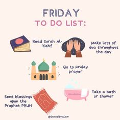 a poster with the words friday to do list on it and pictures of different things