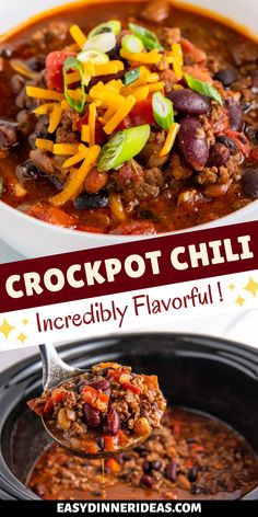 crockpot chili is an incredibly flavorful soup that's ready in under 30 minutes