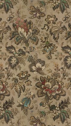 an old wallpaper with many different flowers and leaves