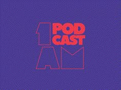 the logo for podcast am, which is red and blue with an orange font on it