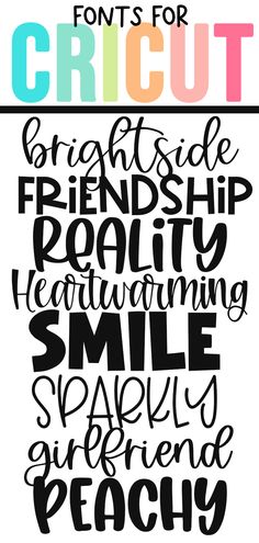 some type of lettering that says font for cricut friendship really heartwarming smile