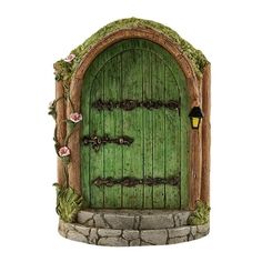 an image of a green door that is in the shape of a fairy's door