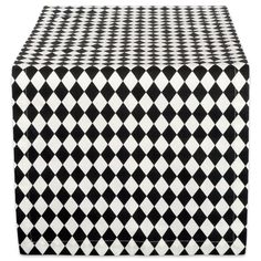 a black and white checkered table cloth