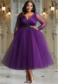 Evening Dresses Elegant Plus Size, Purple Bridesmaid Dresses Plus Size, Plus Size Gala Dress, Purple Dress Outfit, Purple Plus Size Dresses, Purple Dress Outfits, Plus Size Vintage Fashion, Net Dresses, Plus Size Gowns Formal