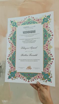 Nikahnama marriage certificate  wedding certificate Painting Wedding Invitations, Wedding Certificate Design, Nikahnama Template, Nikah Contract, Nikkah Card, Islamic Marriage Certificate, Nikah Certificate, Islamic Marriage