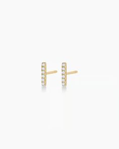 Gold Bar Earrings with Pavé Diamonds | gorjana Turquoise Birthstone, Classic Bar, Gold Bar Earrings, Bar Stud Earrings, Bar Studs, Diamond Bar, Diamond Gold, Bar Earrings, Gold Bar