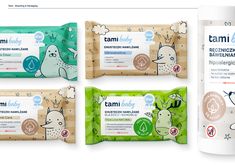 the packaging design for cami baby's natural deodorant wipes