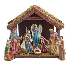 a nativity scene with the birth of jesus