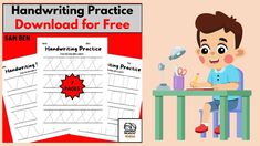 handwriting practice worksheet for kids to learn handwriting and writing with free printables