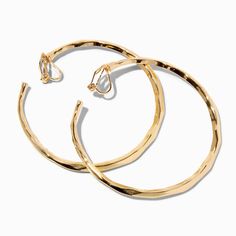 Gold-tone 60MM Molten Clip-on Hoop Earrings Clip On Hoop Earrings, Fashionable Jewelry, 7th Grade, Western Jewelry, Jewelry And Accessories, Metal Style, Jewelry Earrings Hoops, Animal Jewelry, Clip On