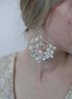 Bridal earrings, earrings, garden earrings, rose gold earrings - Garden comb earrings - Style #9026 | Twigs & Honey ®, LLC Handmade Bridal Hair Accessories, Garden Earrings, Hair Accessories Pins, Bridal Hair Accessory, Fish Hook Earrings, Bridal Hair Pins, Floral Bridal, Bride Jewellery, Floral Earrings