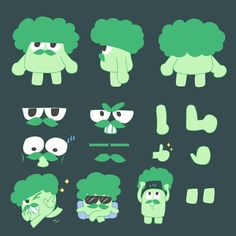 an image of cartoon characters with green hair and beards on their faces, including broccoli