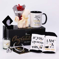 PRICES MAY VARY. 2024 GRADUATION GIFT BOX : Personalized graduation gifts for men and women, design with the graduation color of black and gold, full of graduation atmosphere. A thoughtful present for her, Senior High School Graduation Gift, College Graduation Gift, Nurse Graduation Gift on Birthday, Graduation, Sweetest Day, Valentines Day, or just you want to send a surprise gift to express your love to who you care about PRACTICAL GRADUATION GIFT SET : The congratulation gift set includes a c Grad Gift Basket, Graduation Gifts For Guys, Candle Flower, Graduation Greetings, Keychain Bracelet, Graduation Design, High School Graduation Gifts, 2023 Graduation