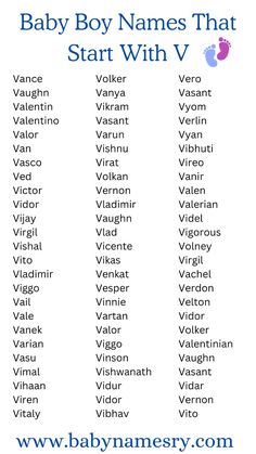 baby boy names that start with v