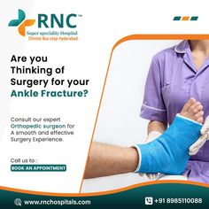 A fracture in the ankle can be a difficult injury to manage and requires proper care from an experienced orthopedic surgeon. For more information: Call us : +91 89851 10088 #rnchospital #rncmultispecialityhospital #multispecialityhospital #superspecialityhospital #emergencyservices #emergencyfacilities #orthopedicsurgeon #orthopedic #anklefracture Ankle Fracture, Orthopedic Surgeon, Heart Care, Social Media Marketing Agency, Medical Art, Emergency Service, Media Post, Social Media Post, Surgery