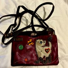 Cross Body Purse With A Cat On It. Never Used. Chala. Chala Handbag, Cross Body Purse, Crossbody Purse, A Cat, Purses Crossbody, Cross Body, Crossbody Bags, Black Silver, Bag Lady