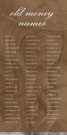 a brown and white poster with the names of different hair styles on it's sides