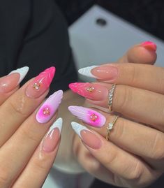 Almonds Nails, Nail Idea, Almond Nail, Bling Acrylic Nails, December 2024, Pink Vibes, Birthday Nails, Long Acrylic Nails, Mani Pedi