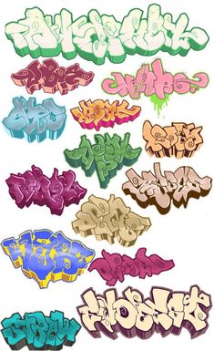 graffiti font and numbers in different colors