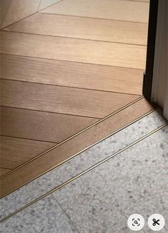 an open door on the floor next to a wooden floor