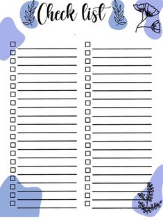 a printable checklist with flowers and leaves