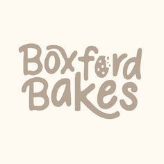 the words boxford bakes written in brown on a white background