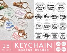 15 keychain making bundle for the home sweeter cut file and other crafting supplies