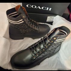 Womans Coach Boots New Coach Boots, Lace Up Boots, Shoe Laces, Black And Grey, Lace Up, Women Shoes, Boots, Lace, Women Shopping