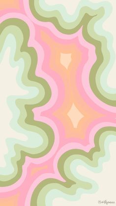 an abstract pattern with pink, green and yellow colors