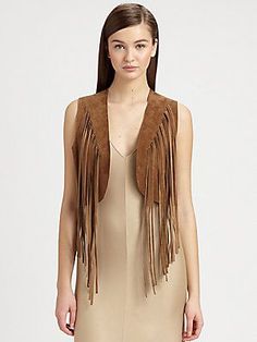 Suede Fringe Vest, Vest Design, France Style, Boho Inspiration, Ralph Lauren Black Label, Vest Designs, Ralph Lauren Collection, Outerwear Vest