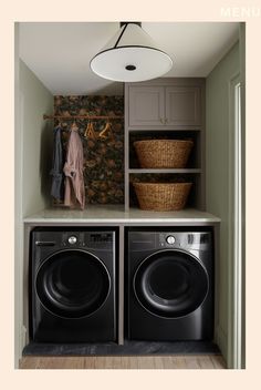 a washer and dryer in a laundry room