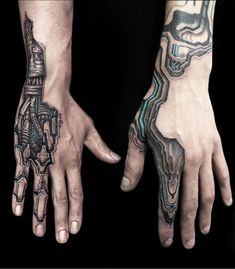 Bio Tech Tattoo, Mech Arm Tattoo, Steampunk Arm Sleeve Tattoo, Robot Finger Tattoo, Robot Hand Tattoo Design, Computer Tattoo Ideas For Men, Biomechanical Tattoo Hand, Terminator Hand Tattoo, Mechanic Hand Tattoo