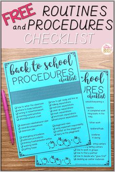 free routine and procedure checklist for back to school