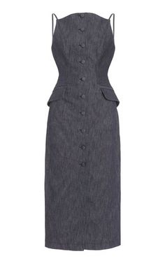 Designer Midi Dresses, Moda Chic, Denim Design, Mid Length Dresses, Professional Outfits, Carolina Herrera, Outfits Casuales, Vintage Dress, Designer Outfits Woman