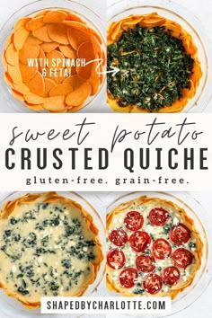 sweet potato crusted quiche with spinach and tomatoes