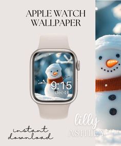 an apple watch with a snowman on it and the caption reads, apple watch wallpaper