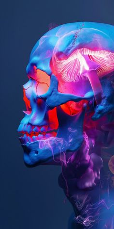 an image of a human head with neon colors