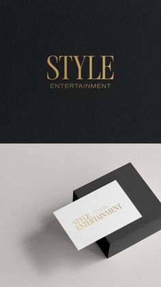 a black and gold business card with the word style entertainment written in gold on it