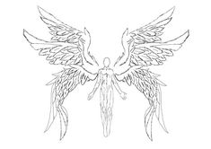 Three Wings Angel, 3 Wings Drawing, Art Poses With Wings, 3 Winged Angel, Six Wings Angels, 4 Wings Angel, Double Wings Drawing, 3 Pairs Of Wings Drawing, Angel Refrence Pose