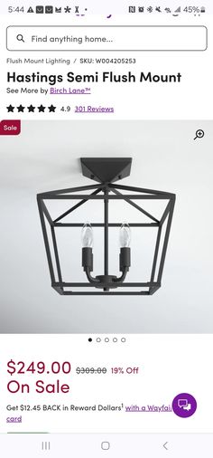 the light fixture is on sale for $ 24 99 and it's not in stock