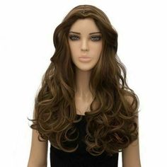 Hot Sell Wig New Fashion Sexy Women&apos;s Long Natural Dark Brown Wavy Synthetic Wig Colorful Wigs, Wig Party, Hair Extentions, Natural Wigs, Women's Wigs, Curly Waves, Middle Part, Full Wigs, Synthetic Lace Front Wigs