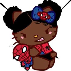 a drawing of a cat with spider - man ears