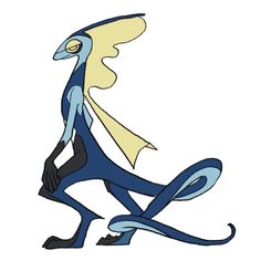 a blue bird with yellow wings is standing on one leg and its legs are spread out