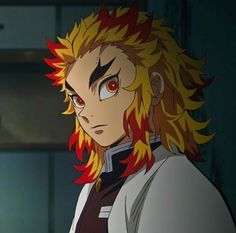 an anime character with blonde hair and red eyes