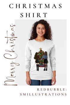 Mother and daughter christmas Shirt. Cute mug for Christmas. This shirt features an illustration of a mother holding hands with her daughter in front of a Christmas tree. Perfect Christmas shirt for mothers and daughters.