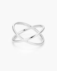 Introducing the Women's X Ring in silver. Its delicate yet distinctive design mimics two intersecting bands, creating an effortlessly chic aesthetic that pairs beautifully with any outfit, making it a versatile staple in your jewelry collection. X Ring, Crossover Ring, Chic Aesthetic, Hammered Rings, Solid Gold Chains, Silver Work, Outfit Making, Silver Shop, Men's Rings