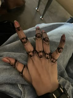 a person's hand with tattoos on it