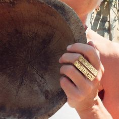 Solid brass dot hammered bar ring is fully adjustable. Handcrafted bold statement ring. Arrives in logo drawstring protective pouch Tree Jewelry, Beech Tree, Bar Ring, In Logo, Brass Ring, Cuff Earrings, Adjustable Ring, Stackable Rings, Adjustable Rings